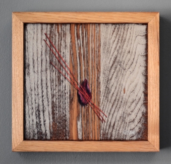 "Absolute: Earnest", Oil paint on reclaimed oak. 10 7/8" x 10 1/4”. 11.11.15