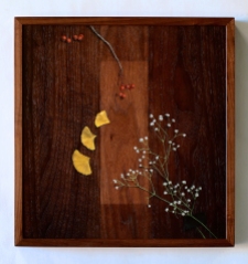 “Absolute: Nostalgia” (framed), Oil paint on reclaimed black walnut. 18 1/2” x 17 5/8”. 11.27.17